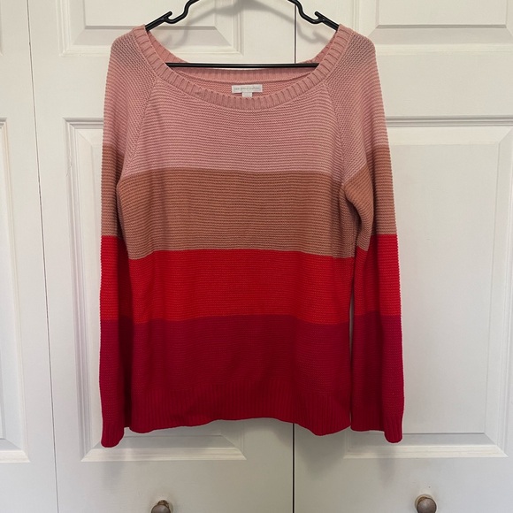 New York & Company Sweaters - New York & Company Pink and Red Striped Sweater- Large